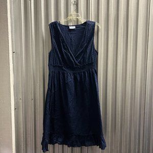 Cotton Dress with Swiss Dots - Navy - 1X